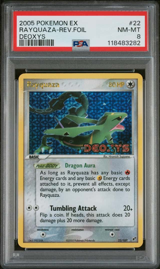 Pokemon 2005 EX Deoxys Rayquaza 22/107 Reverse Holo English PSA 8