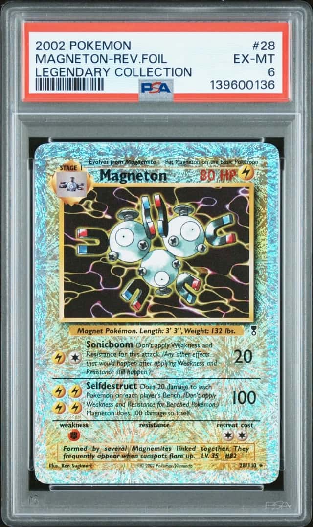 2002 POKEMON LEGENDARY COLLECTION #28 MAGNETON-REVERSE FOIL PSA 6