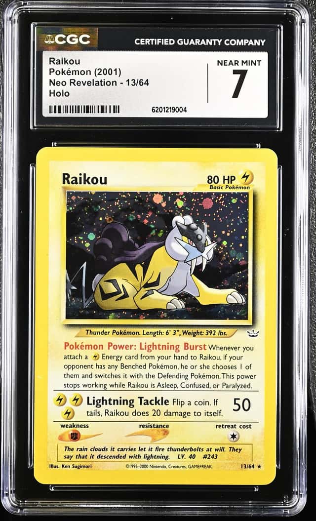 Pokemon Neo Revelation Raikou 13/64 CGC 7 Near Mint TCG Card Holo