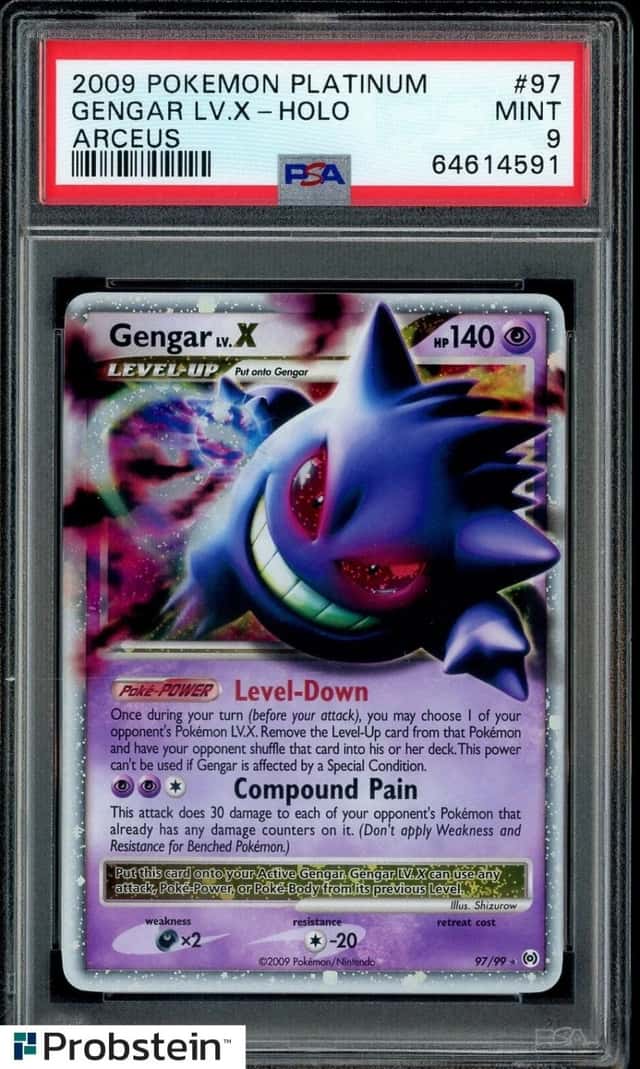 2009 Pokemon Platinum Arceus #97 Gengar LV. X - Holo PSA 9 MINT