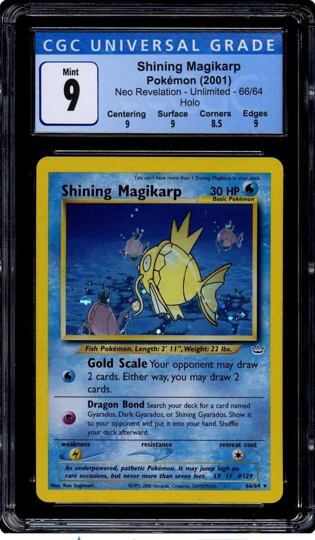 Pokemon 2001 Shining Magikarp 66/64 Holo Neo Revelation CGC 9