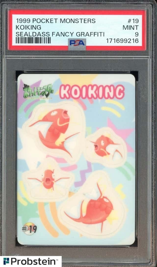 1999 Pokemon Pocket Monsters Sealdass Fancy Graffiti #19 Koiking PSA 9 MINT