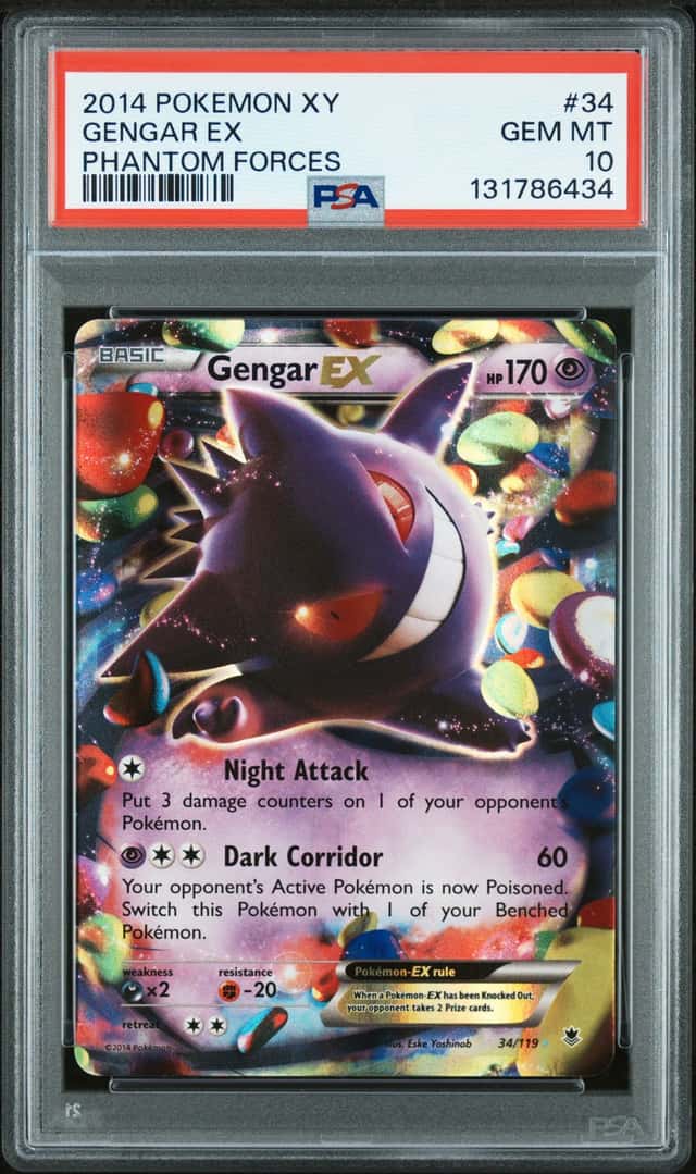 2014 POKEMON XY PHANTOM FORCES #34 GENGAR EX PSA 10