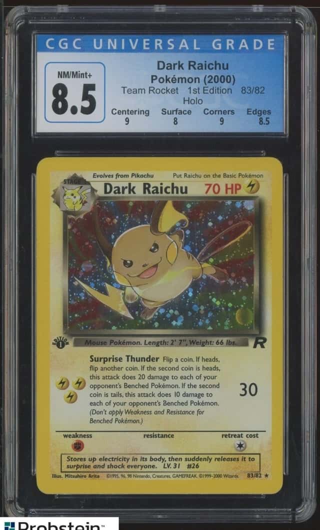 2000 Pokemon Team Rocket 1st Edition 83/82 Dark Raichu Holo CGC 8.5