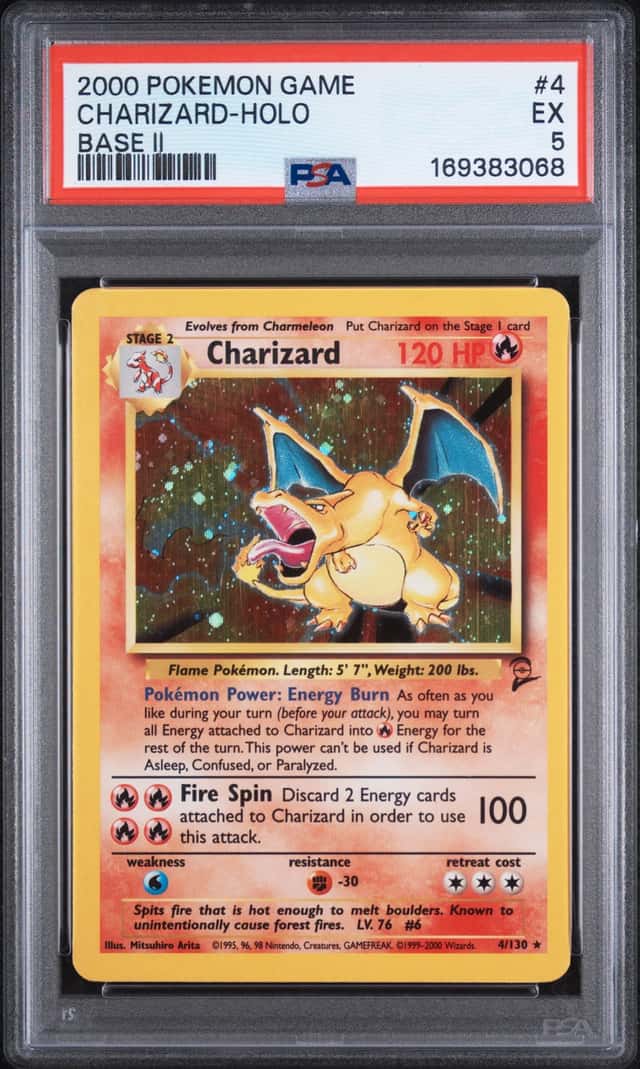 2000 Pokemon TCG Charizard Base Set 2 Holo Rare 004/130 PSA 5