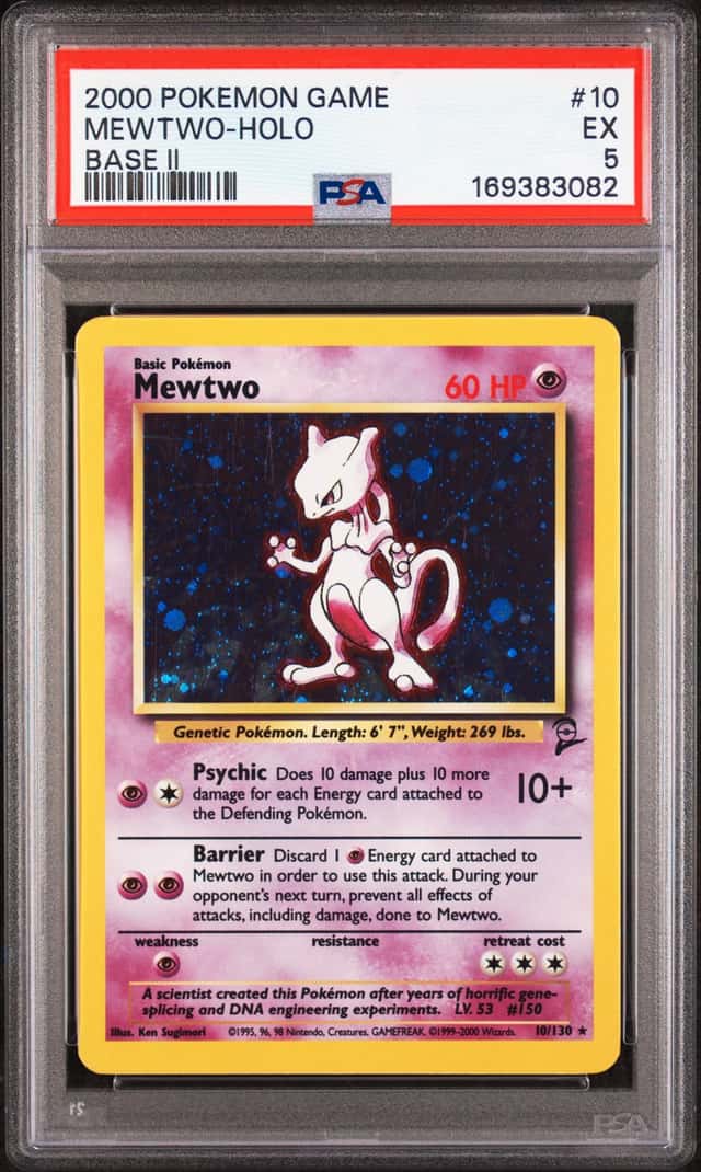 2000 Pokemon TCG Base Set 2 Mewtwo Holo Rare 10/130 PSA 5