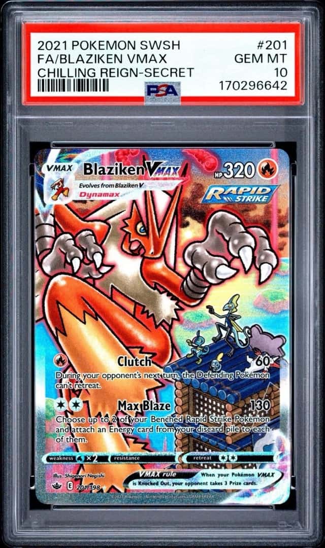 BLAZIKEN VMAX 2021 POKEMON CHILLING REIGN 201/198 FULL ART PSA 10 Fresh Cert!