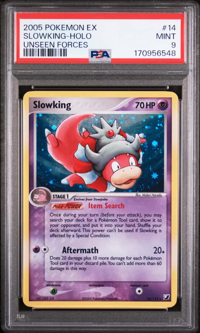 PSA 9 Slowking Holo Unseen Forces 14/115 Pokemon Very Low Pop Vintage 2005 Swirl
