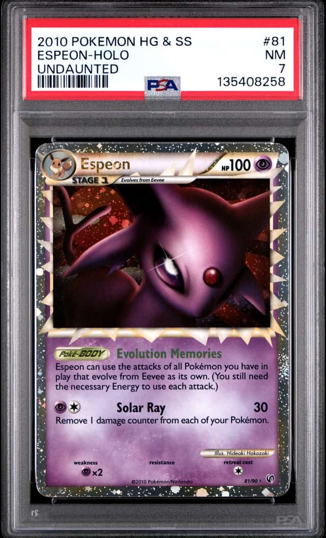 ESPEON 2010 POKEMON UNDAUNTED HOLO RARE 81/90 GRADED PSA 7 NM
