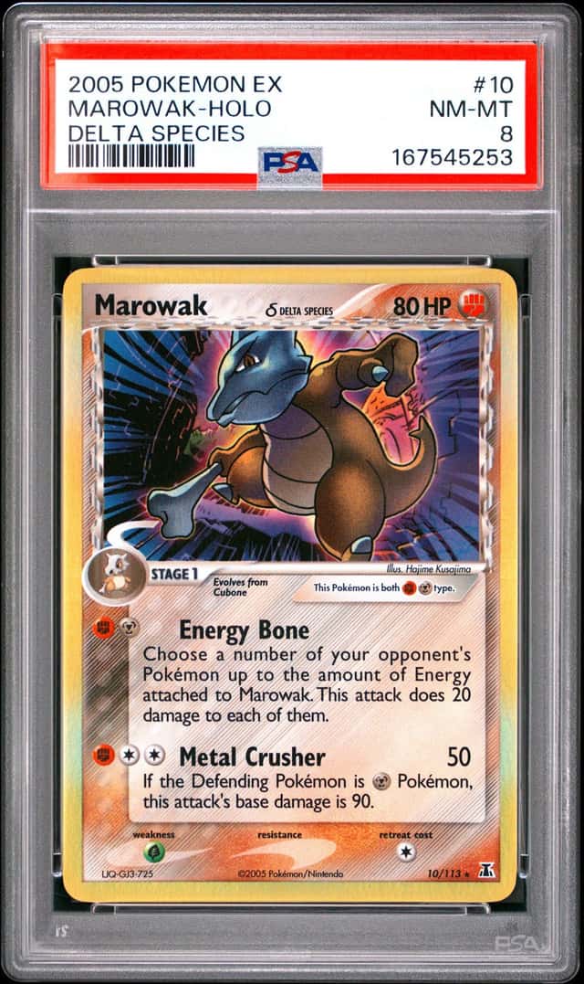 MAROWAK 2005 POKEMON EX DELTA SPECIES HOLO RARE 10/113 GRADED PSA 8 NM-MT