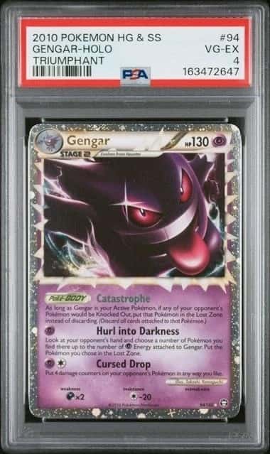 GENGAR 2010 POKEMON TRIUMPHANT HOLO RARE 94/102 GRADED PSA 4 VG-EX