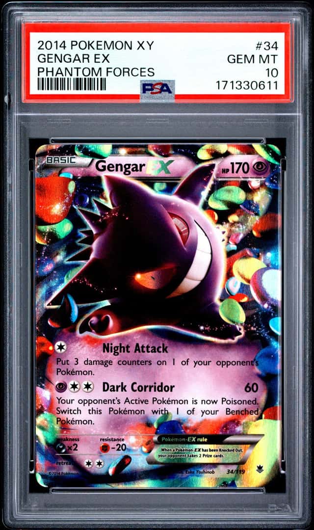 2014 POKEMON XY PHANTOM FORCES #34 GENGAR EX PSA 10 GEM MINT