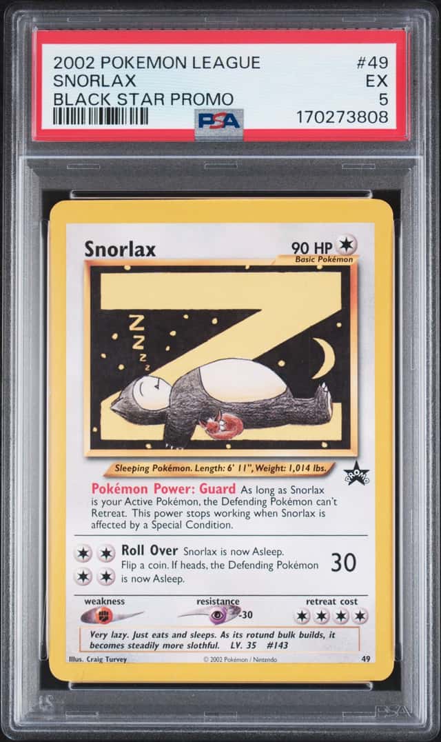 2002 Pokemon League Black Star Promo #49 Snorlax PSA 5 EX