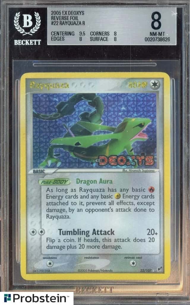 2005 Pokemon Ex Deoxys #22 Rayquaza Reverse Holo Foil BGS 8 NM-MT