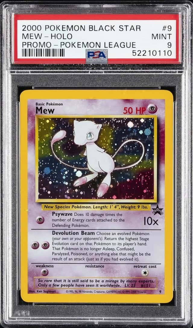 2000 POKEMON PROMO BLACK STAR POKEMON LEAGUE #9 MEW-HOLO PSA 9