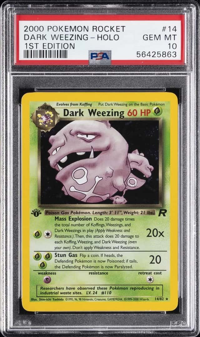 2000 POKEMON ROCKET 1ST EDITION #14 DARK WEEZING-HOLO PSA 10