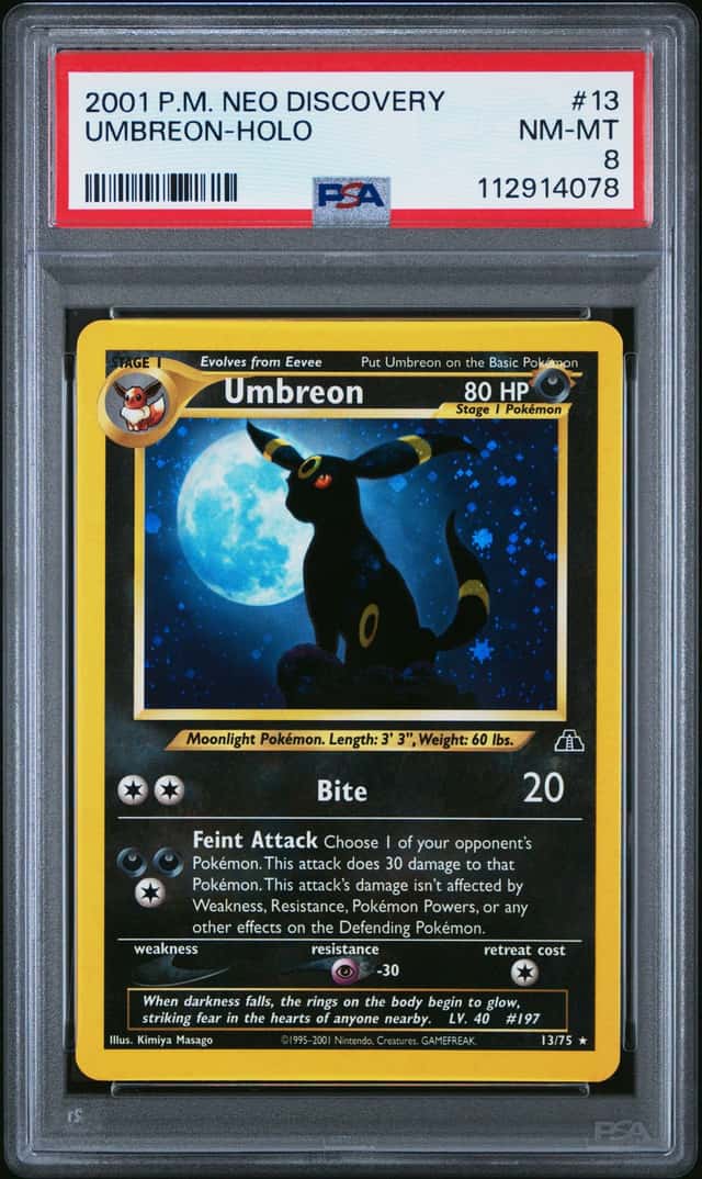 Pokémon TCG Umbreon Neo Discovery Holo Rare English 2001 PSA 8 13/75