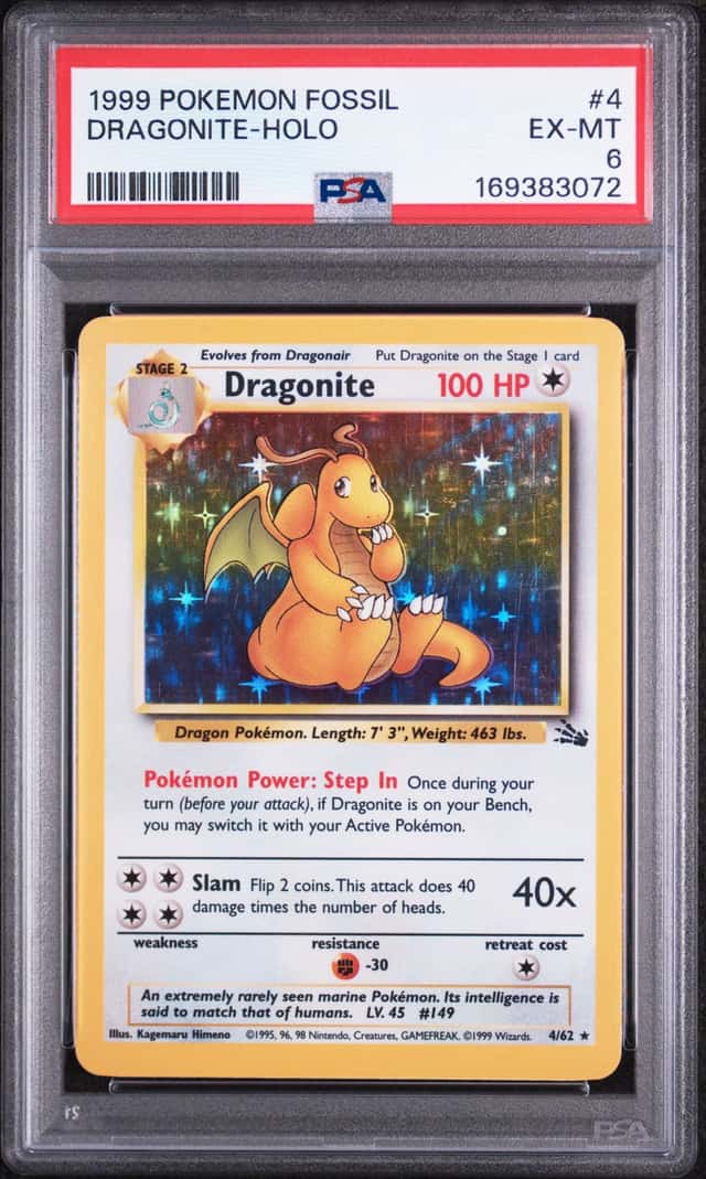 1999 Pokemon TCG Fossil Dragonite Holo Rare 4/62 PSA 6