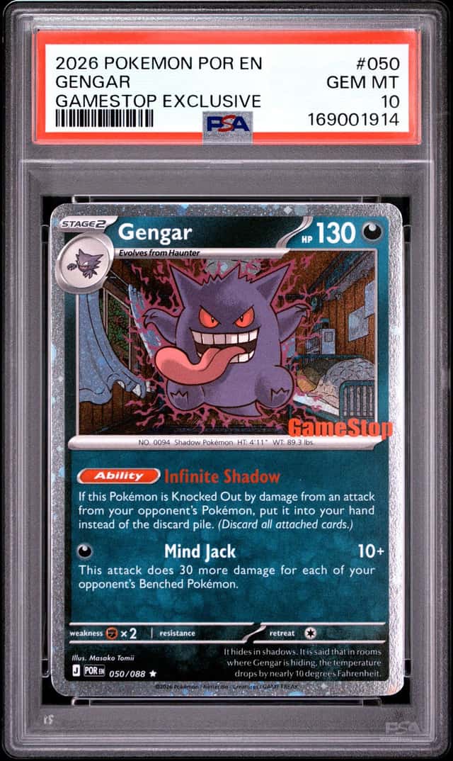 2026 POKEMON POR EN-PERFECT ORDER GAMESTOP EXCLUSIVE #050 GENGAR PSA 10