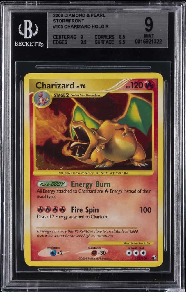 2008 POKEMON DIAMOND & PEARL STORMFRONT #103 CHARIZARD-HOLO BGS 9