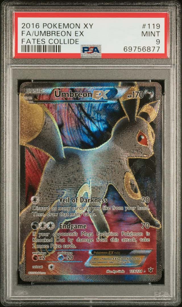 UMBREON EX 2016 POKEMON FATES COLLIDE 119/124 RARE HOLO EX FULL ART PSA 9 Q0895