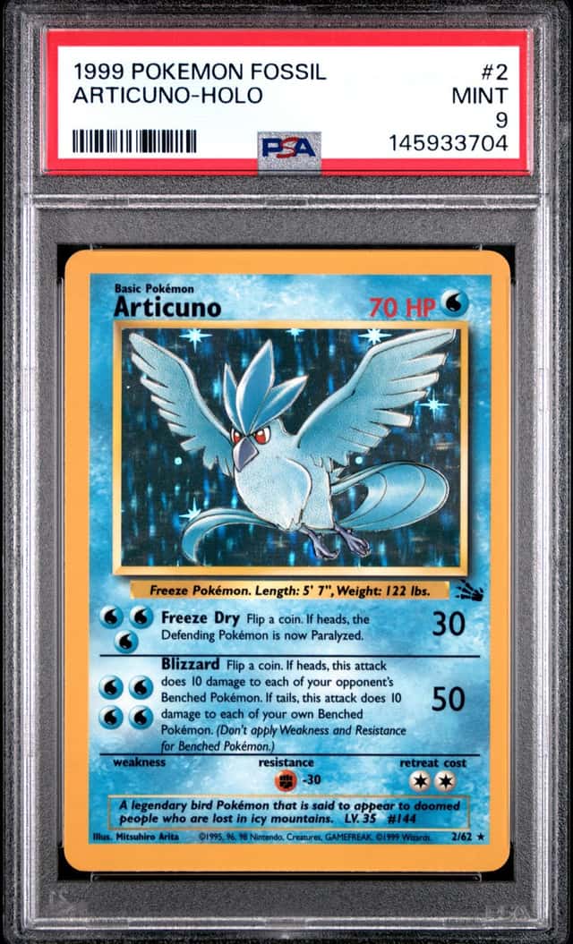 1999 Pokémon TCG Fossil Articuno 2/62 Holo Rare PSA 9 English Arita