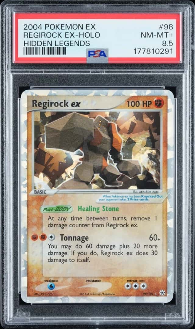 2004 Pokemon Regirock ex 98/101 EX Hidden Legends Holo PSA 8.5