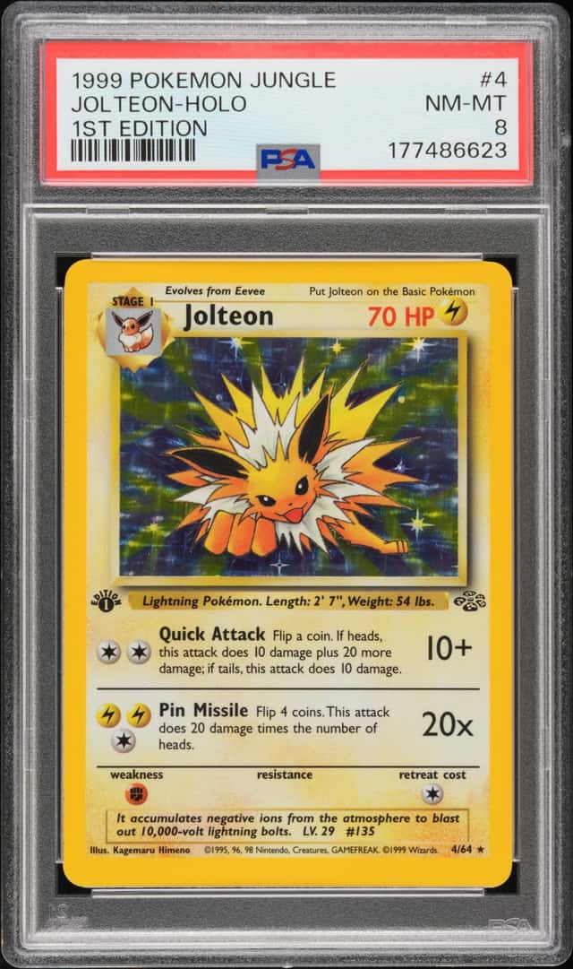 1999 Pokémon Jungle Jolteon 04/64 Jungle Holo 1st Edition PSA 8