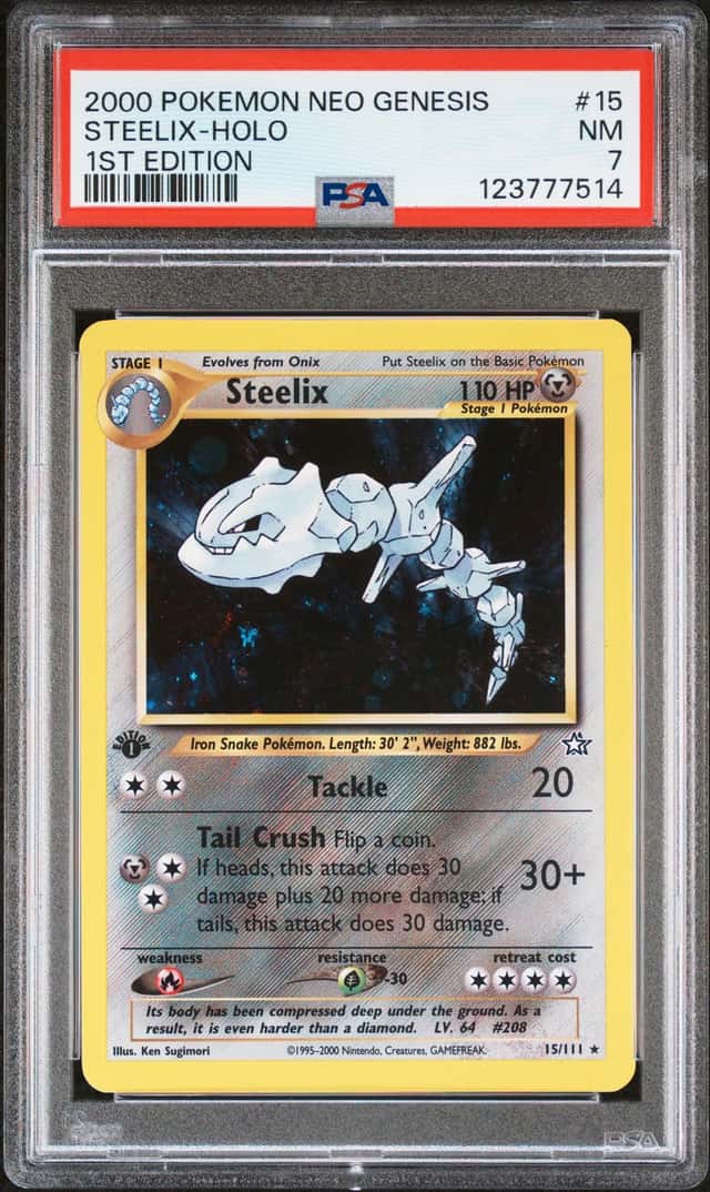 123777514 Steelix 2000 Pokemon Neo Genesis 1st Edition #15 Holo PSA 7