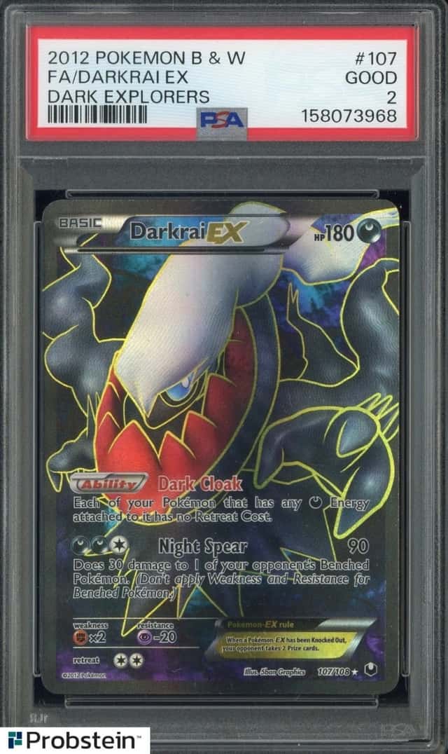 2012 POKEMON BLACK & WHITE DARK EXPLORERS #107 FA/DARKRAI EX PSA 2