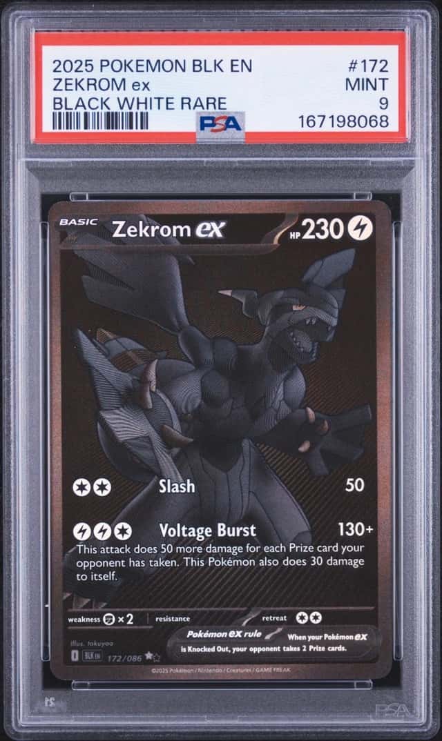 2025 POKEMON BLK EN-BLACK BOLT BLACK WHITE RARE #172 ZEKROM EX PSA 9