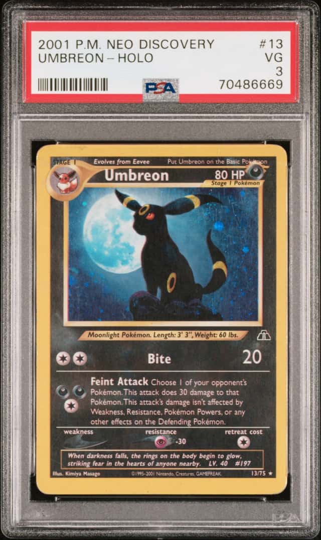 Pokemon Umbreon Holo Neo Discovery Unlimited 13/75 PSA 3