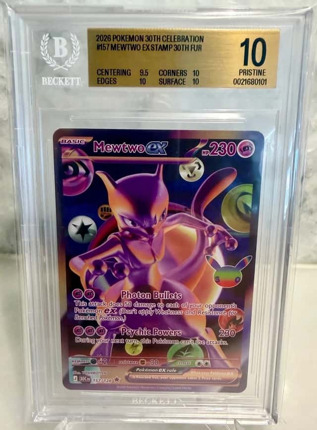 2026 Pokemon 30th CELEBRATION MEWTWO EX FUTURISTIC RARE #157/128 BGS 10 !!!