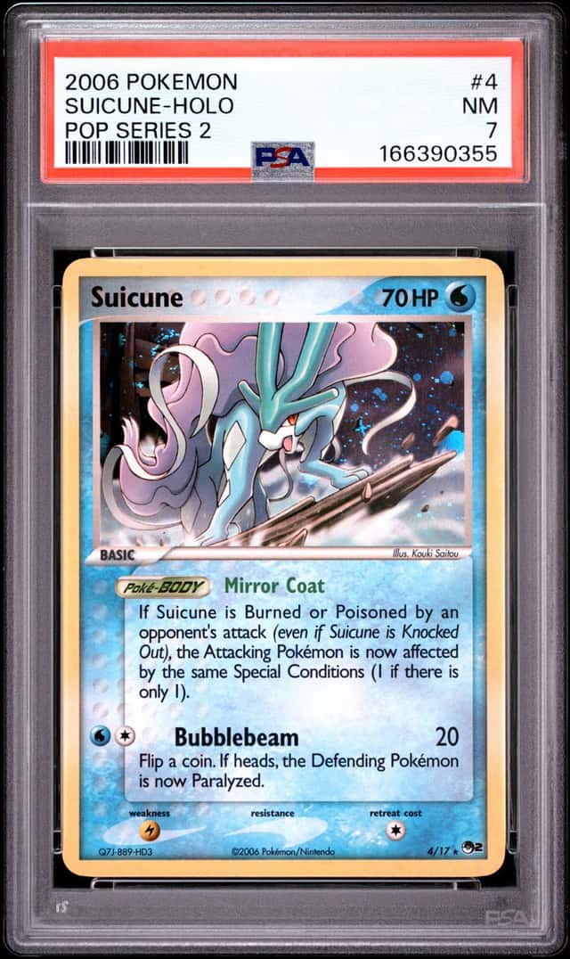 Pokemon Suicune Holo Pop Series 2 4/17 PSA 7