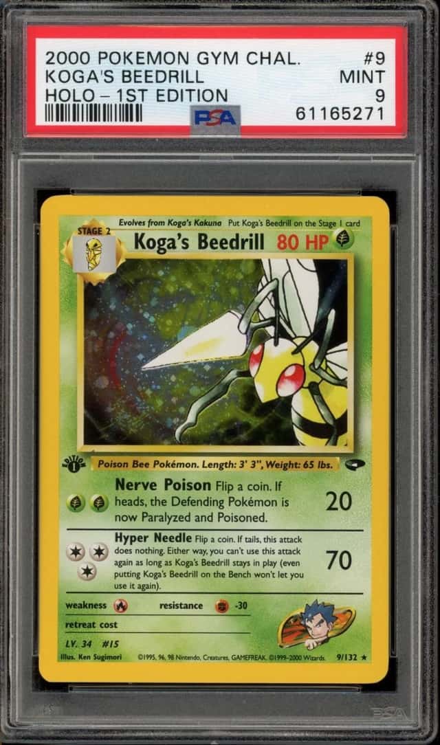 Pokemon Koga's Beedrill Gym Challenge 9/132 Holo 1st Edition PSA 9 Mint