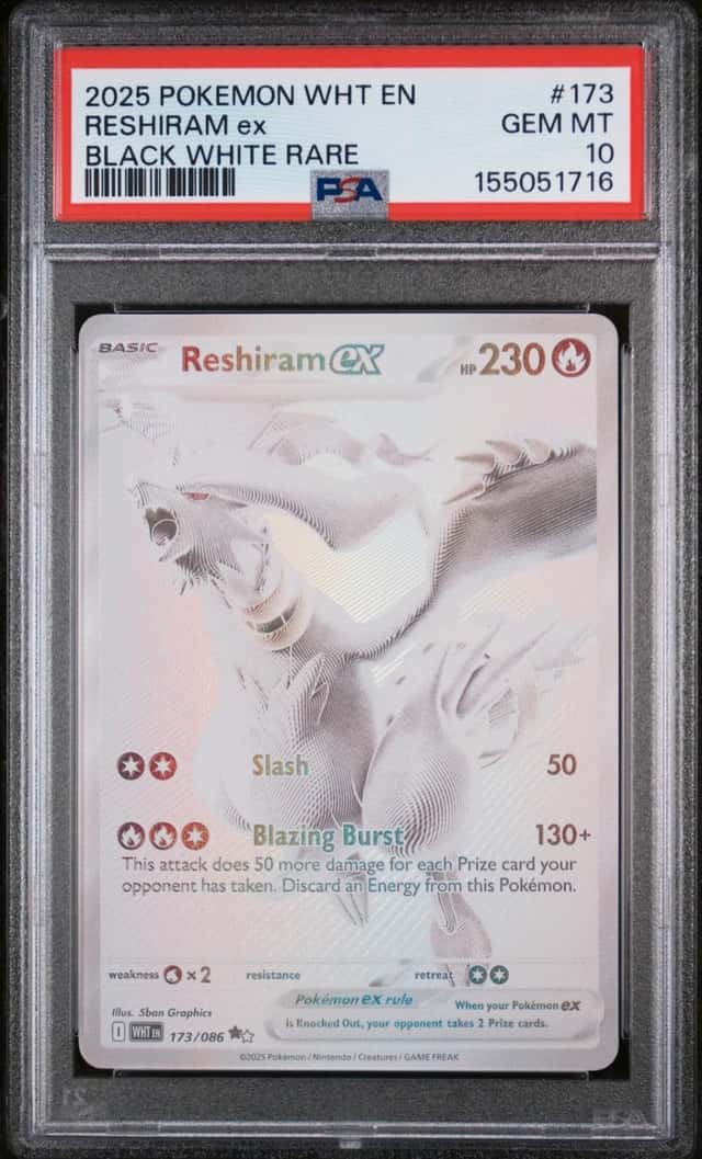 Pokemon Reshiram EX Wht En White Flare 173/086 Black White Rare PSA 10 Gem Mint