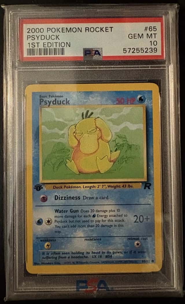 🔥🔥PSYDUCK 2000 POKEMON TEAM ROCKET 1ST EDITION 65/82 COMMON PSA 10!!!