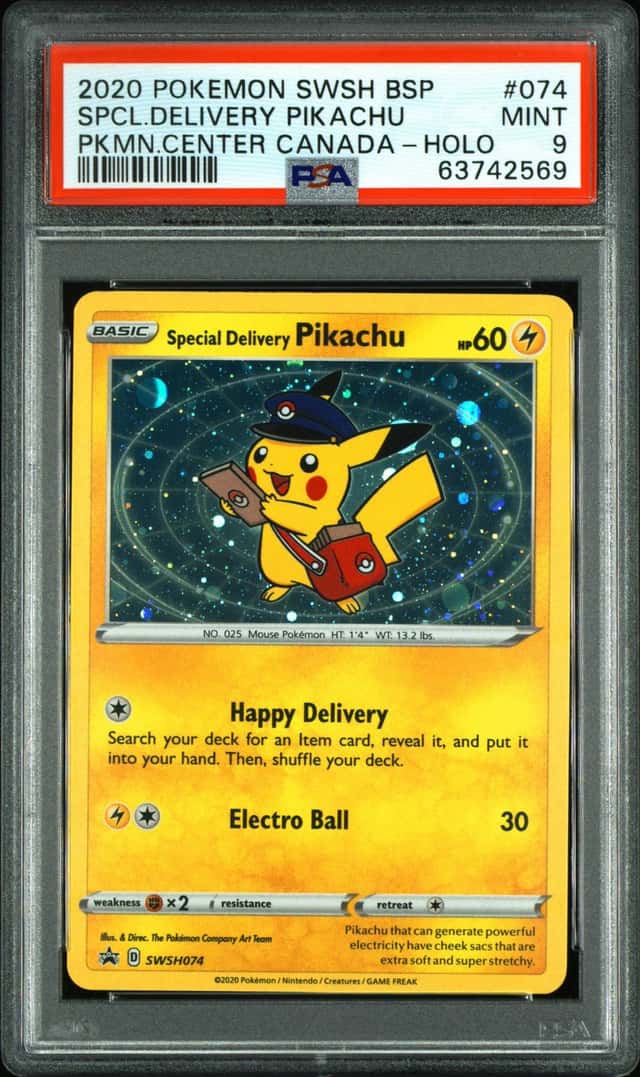 Pokemon Special Delivery Pikachu Holo Promo 074 Pokemon Center Canada PSA 9