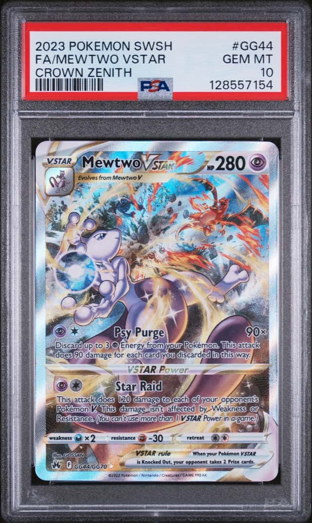 Pokemon Mewtwo Vstar Sword Shield Crown Zenith Full Art GG44/GG70 PSA 10
