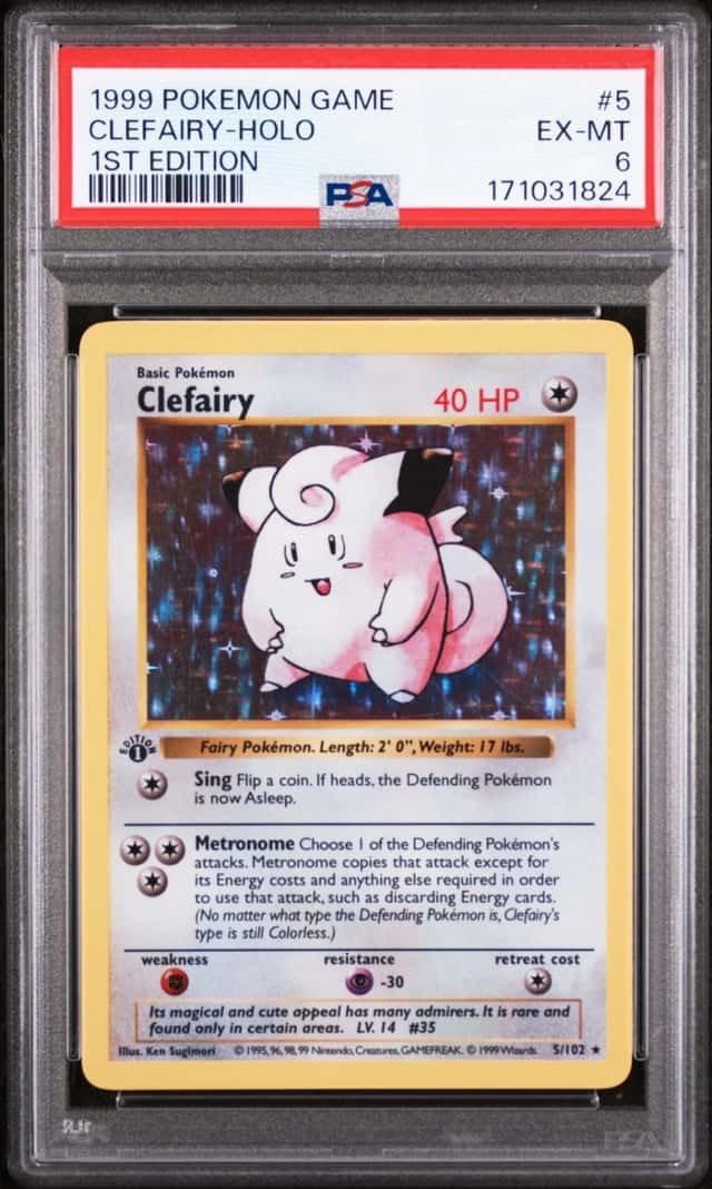 1999 POKEMON BASE SET 1ST EDITION #5 CLEFAIRY-HOLO PSA 6