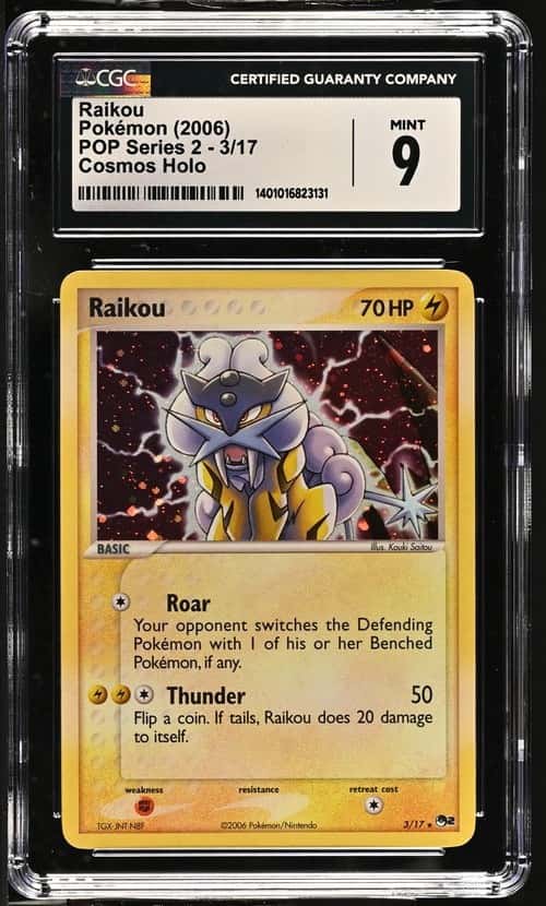2006 POKEMON POP SERIES 2 COSMOS HOLO #3 RAIKOU CGC 9