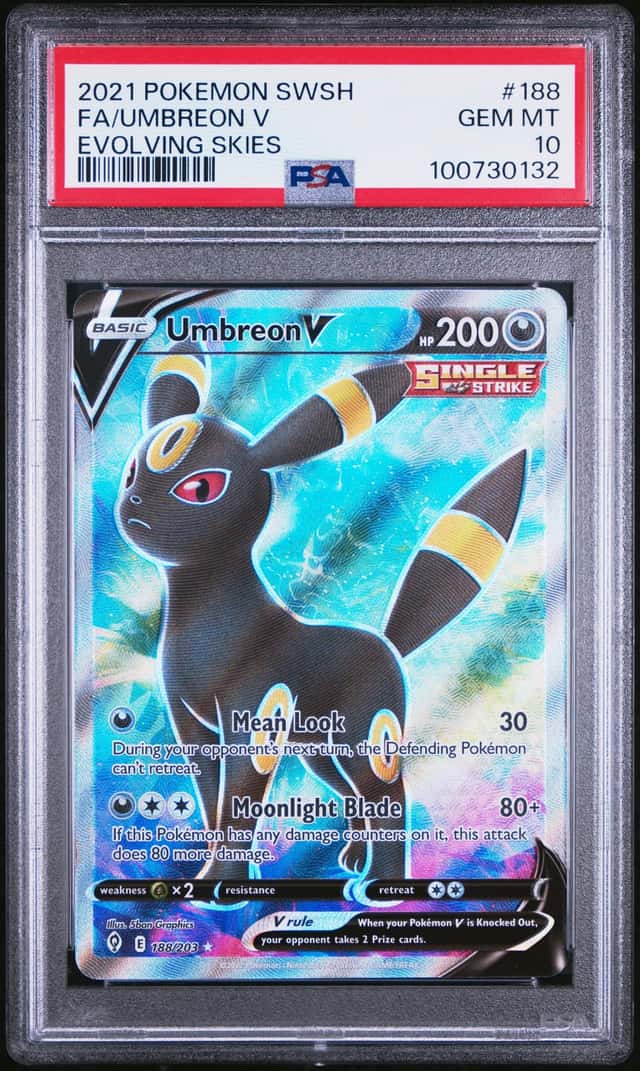 UMBREON V 2021 POKEMON EVOLVING SKIES 188/203 FULL ART PSA 10 Q3963-7