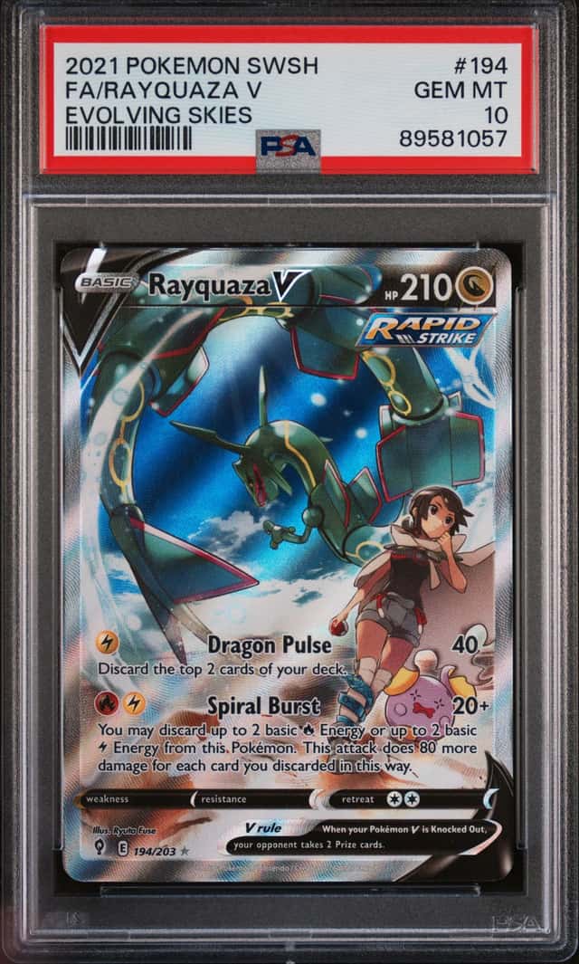 RAYQUAZA V 2021 POKEMON EVOLVING SKIES 194/203 FULL ART PSA 10 Q3963-7