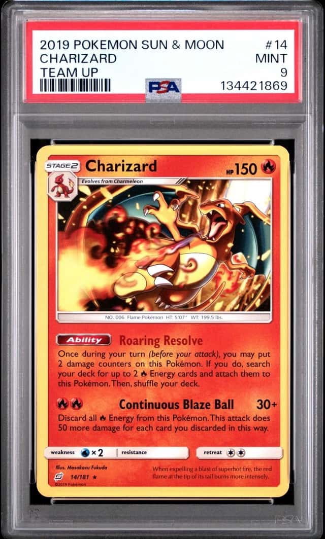 2019 Pokemon Sun & Moon Team Up #14 Charizard Team Up PSA 9