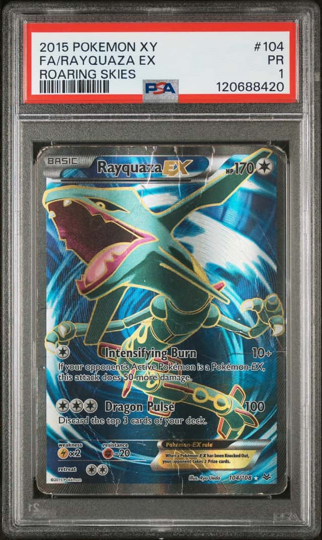 (PSA 1) Pokemon Roaring Skies Rayquaza EX 104/108 Full Art Holo 2015