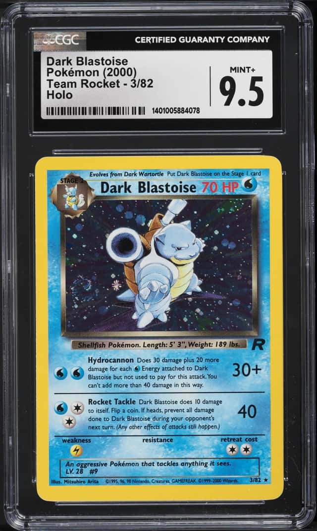 2000 Pokemon Team Rocket Holo Dark Blastoise #3 CGC 9.5 MINT+