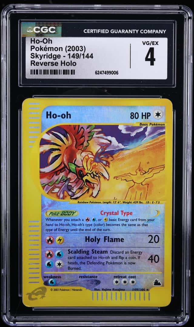 2003 Pokemon EX Series Skyridge Crystal Type Reverse Holo Ho-Oh #149 CGC 4 VGEX