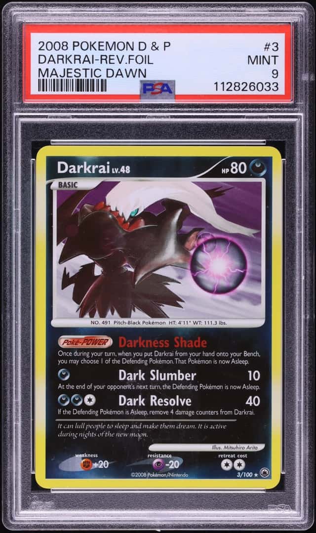 2008 Pokemon Diamond & Pearl Majestic Dawn Reverse Holo Darkrai #3 PSA 9 MINT
