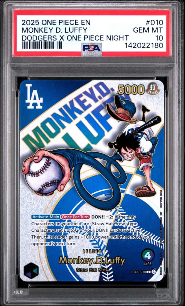 2025 ONE PIECE PROMOS DODGERS X ONE PIECE NIGHT #010 MONKEY D. LUFFY PSA 10 #2