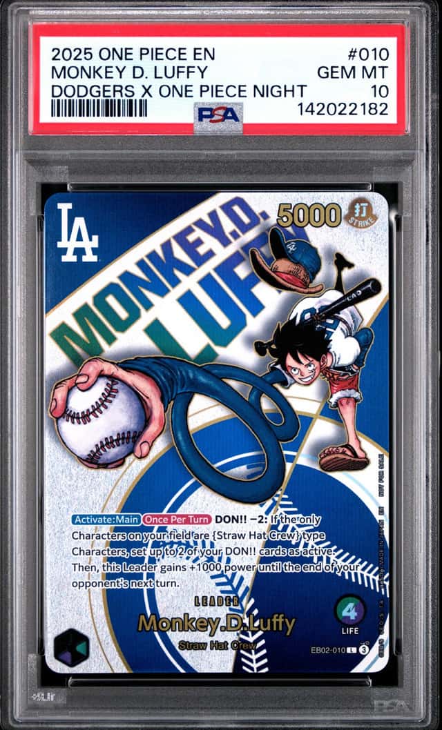 2025 ONE PIECE PROMOS DODGERS X ONE PIECE NIGHT #010 MONKEY D. LUFFY PSA 10 #5